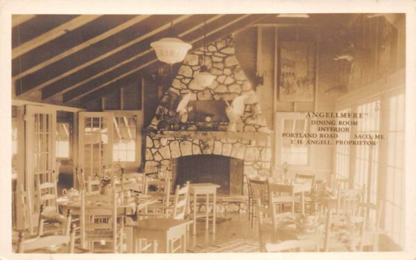 Saco Maine Angelmere Dining Room Real Photo Postcard AA65171