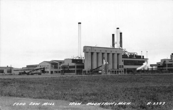 Iron Mountain Michigan Ford Saw Mill Real Photo Vintage Postcard AA65179