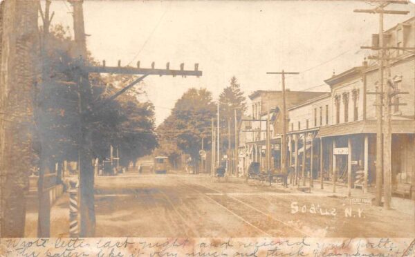 Sodus New York Street Scene Business District Real Photo Postcard AA65184