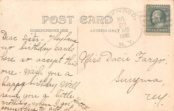 Lockwood New York Main Street Real Photo Vintage Postcard AA65186 - Image 2