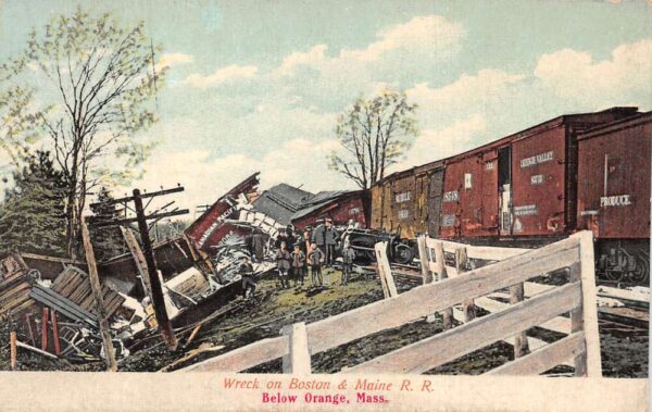 Below Orange Massachusetts Train Wreck Disaster Boston and Maine RR PC AA65198