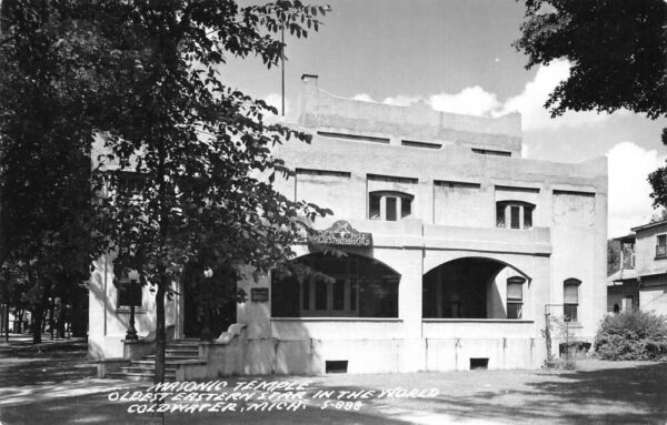 Coldwater Michigan Masonic Temple Real Photo Vintage Postcard AA65206