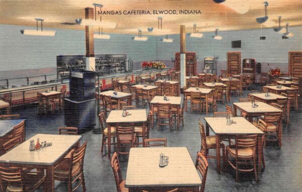 Elwood Indiana Mangas Cafeteria Dining Room Vintage Postcard AA65214