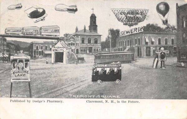 Claremont New Hampshire Exaggeration "In the Future" Vintage Postcard AA65223