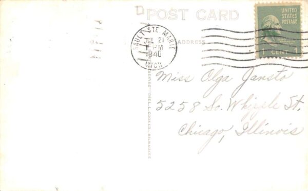 Sault Ste Marie Michigan Steamer in Locks Real Photo Vintage Postcard AA65232 - Image 2