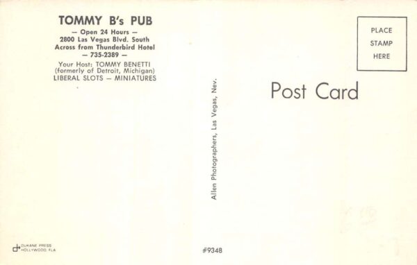 Las Vegas Nevada Tommy B's Pub and Liquor Store Vintage Postcard AA65234 - Image 2