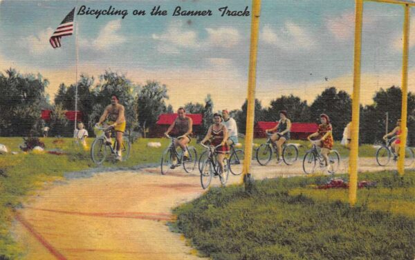 Moodus Connecticut Banner Lodge Riding Bicycles Vintage Postcard AA65239