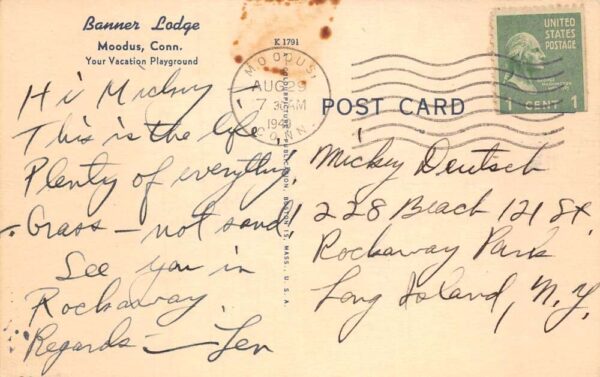 Moodus Connecticut Banner Lodge Riding Bicycles Vintage Postcard AA65239 - Image 2