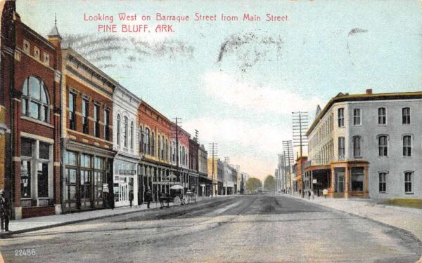 Pine Bluff Arkansas Barraque Street from Main St Vintage Postcard AA65254