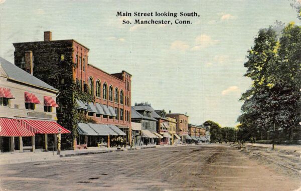 South Manchester Connecticut Main Street Looking South Vintage Postcard AA65258