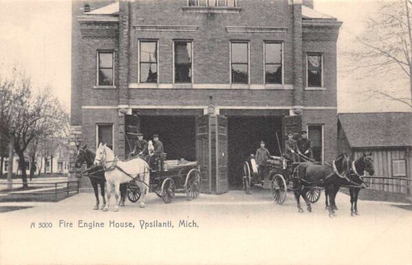 Ypsilanti Michigan Fire Engine House Horse Drawn Engines Vintage Postcard U2972
