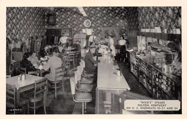 Fulton Kentucky Wick's Steaks Restaurant B/W Photo Vintage Postcard U2991