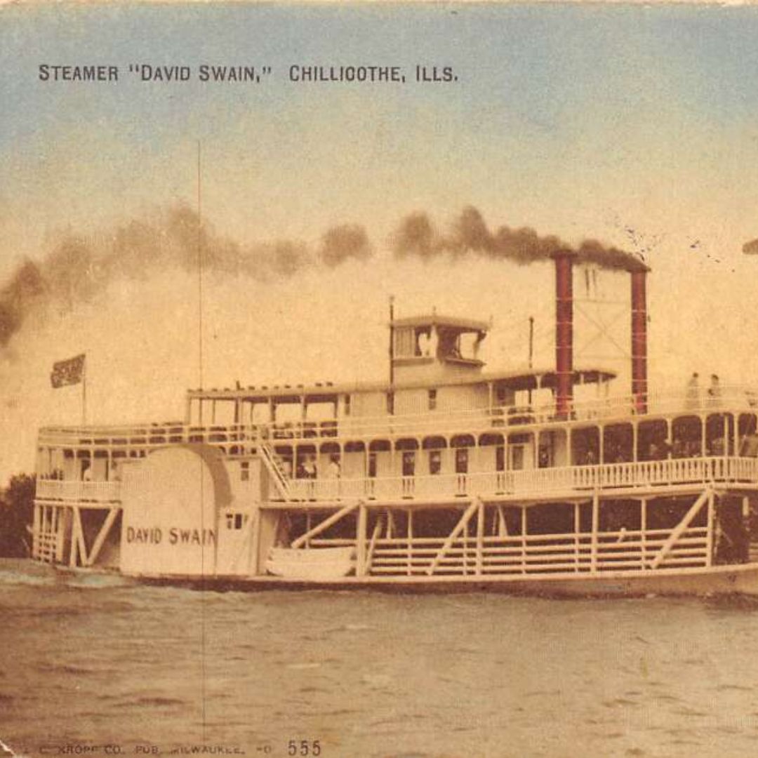 antique postcard with tug boat