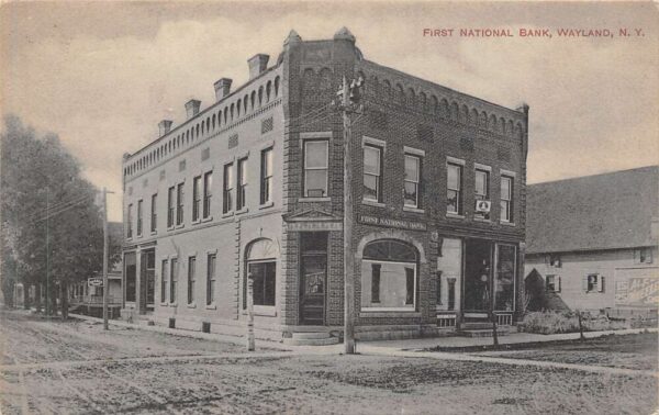 Wayland New York First National Bank Barber Shop Vintage PC U3001