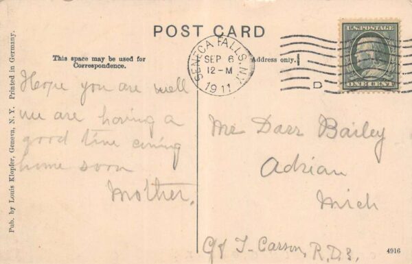 Geneva New York C. F. Folger Hook & Ladder Company Vintage Postcard U3028 - Image 2