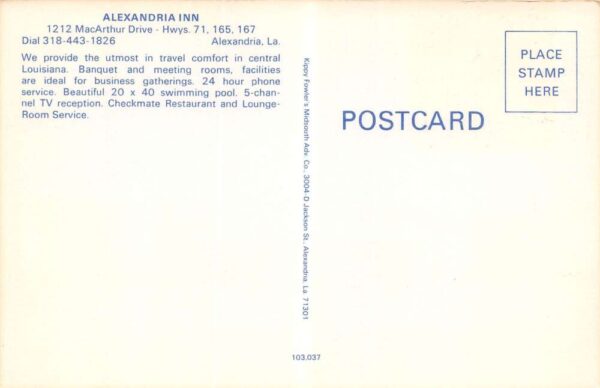Alexandria Louisiana Alexandria Inn Multi-View Photochrome Postcard U3034 - Image 2