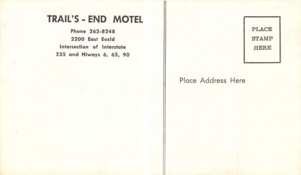 Des Moines Iowa Trail's End Motel B/W Photo Vintage Postcard U3044 - Image 2