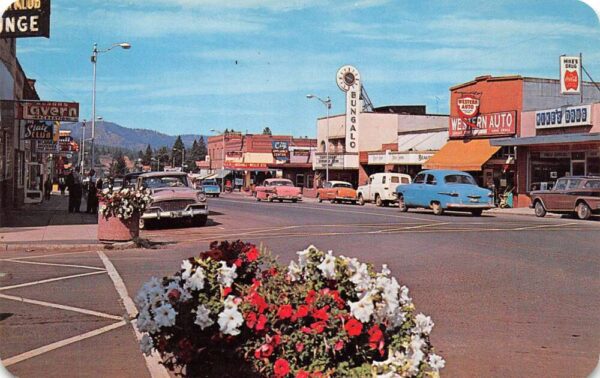 St. Maries Idaho Main Street Drug Store And Coca Cola Sign Vintage PC U3046