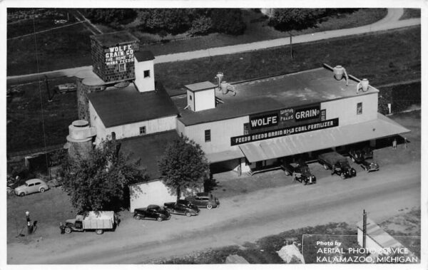 Kalamazoo Michigan Wolfe Grain Co Farming Supply Real Photo Postcard AA65283