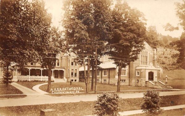 Coudersport Pennsylvania Cathedral and Parsonage Real Photo Postcard AA65295