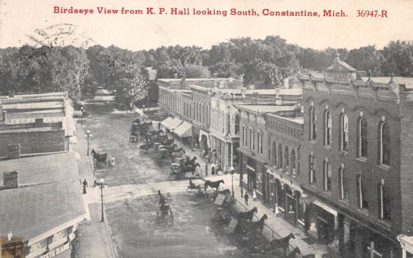 Constantine Michigan Birds Eye View from KP Hall Vintage Postcard AA65309