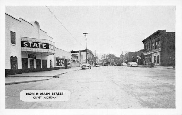 Olivet Michigan North Main Street State Theatre Vintage Postcard AA65311