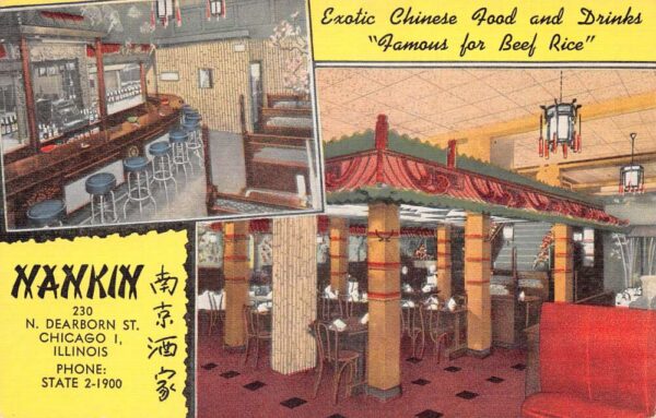 Chicago Illinois Nankin Chinese Restaurant Vintage Postcard AA65337