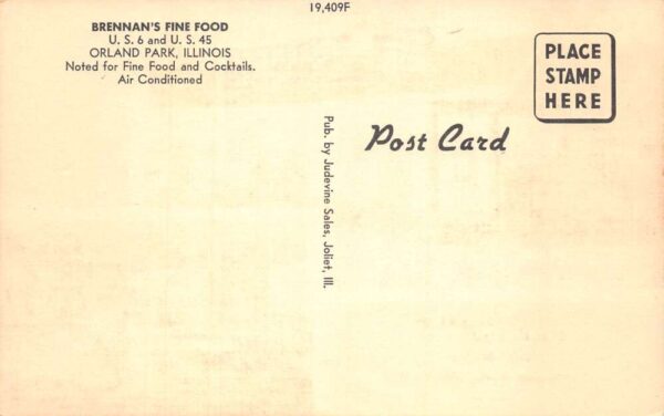 Orland Park Illinois Brennan's Restaurant Vintage Postcard AA65346 - Image 2