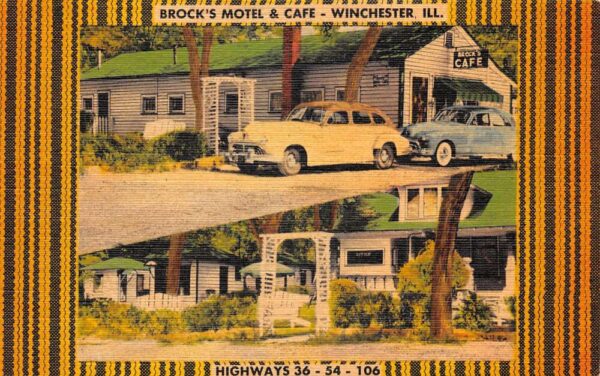 Winchester Illinois Brock's Motel and Cafe Vintage Postcard AA65350
