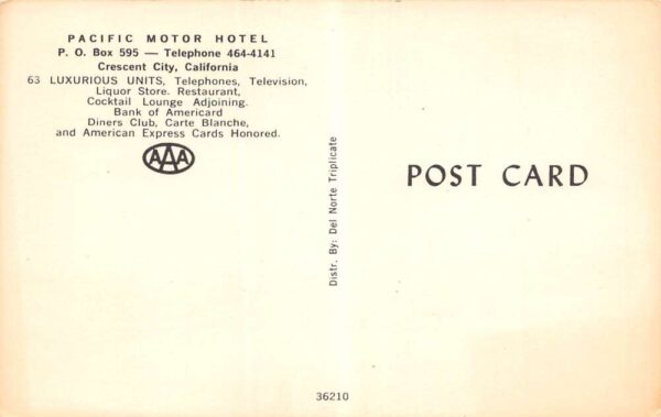 Crescent City California Pacific Motor Hotel Exterior, Photochrome PC U3064 - Image 2
