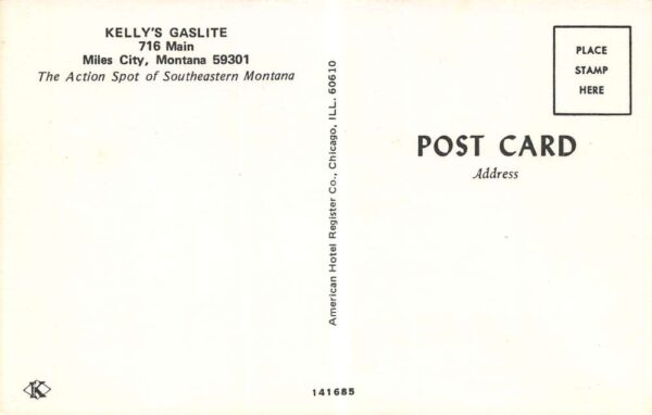Miles City Montana Kelly's Gaslite Bar, Restaurant, And Night Club PC U3076 - Image 2