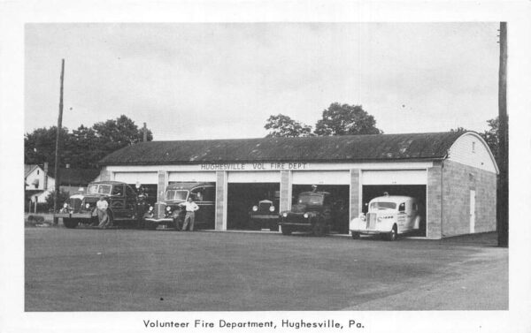 Hughesville Pennsylvania Volunteer Fire Department B/W Photo Vintage PC U3246