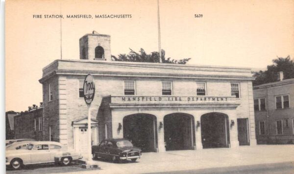 Mansfield Massachusetts Fire Station Tydol Sign Vintage Postcard U3248