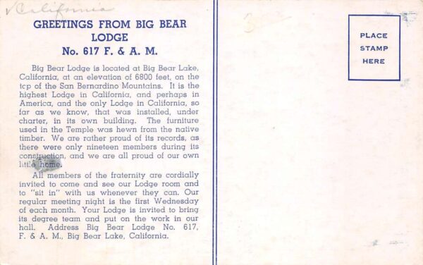 Big Bear Lake California Big Bear Lodge, Lodge Room Interior Vintage PC U3255 - Image 2