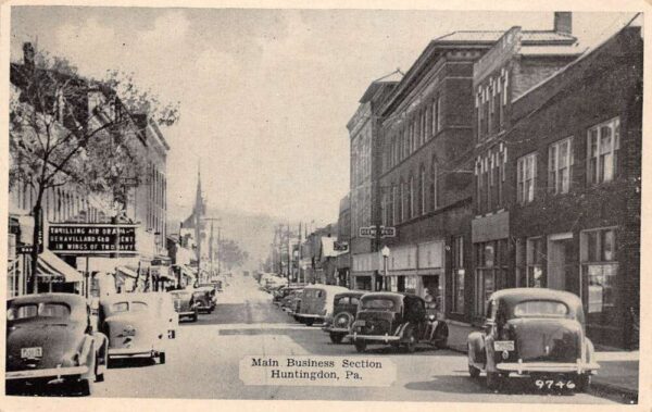 Huntingdon Pennsylvania Main Business Section B/W Photo Vintage Postcard U3257