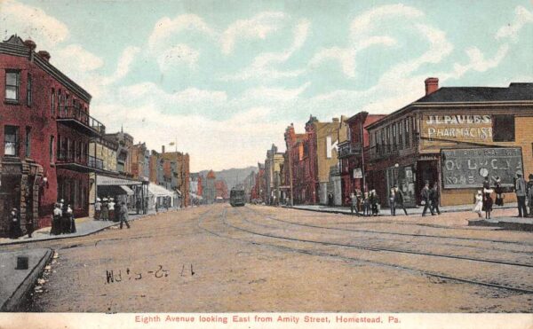 Homestead Pennsylvania 8th Ave. Looking East From Amity St. J.L. Paule Pharmacy PC U3260
