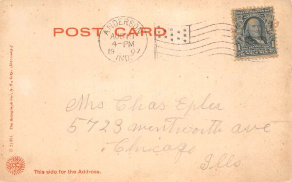 Anderson Indiana Main Stretch, Looking South Eagle Clothing Co. Postcard U3277 - Image 2