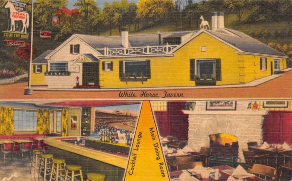 Covington Kentucky White Horse Tavern Multi-View Linen Vintage Postcard U3326