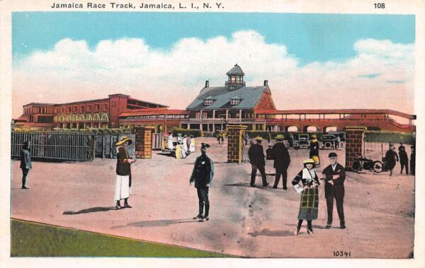 Long Island New York Jamaica Race Track Hand Colored Lithograph Postcard U3341