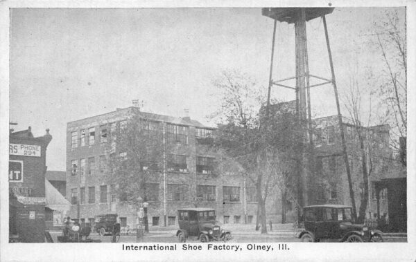 Olney Illinois International Shoe Factory Sky Tint Lithograph Vintage PC U3345