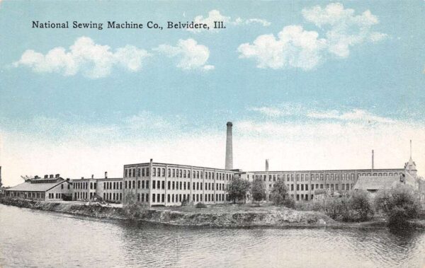 Belvidere Illinois National Sewing Machine Co. Sky Tint Lithograph PC U3349