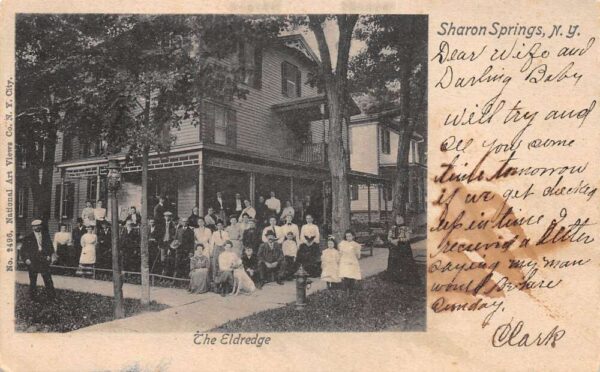 Sharon Springs New York The Eldredge Hotel Sepia Tone Lithograph PC U3352