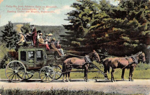 Pottersville New York Tally-Ho Stage Coach, Schroon Lake To Riverside PC U3357