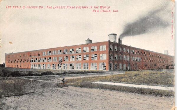 New Castle Indiana The Krell & French Co. Piano Factory Color Litho. PC U3361
