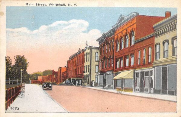 Whitehall New York Main Street Cafe Barber Shop Vintage Postcard U3362