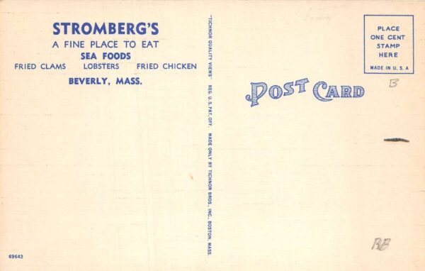 Beverly Massachusetts Stromberg's Restaurant At Dane Street Beach PC U3403 - Image 2