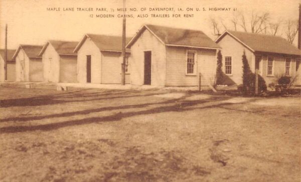 Davenport Iowa Maple Lane Trailer Park Sepia Tone Photo Vintage PC U3427