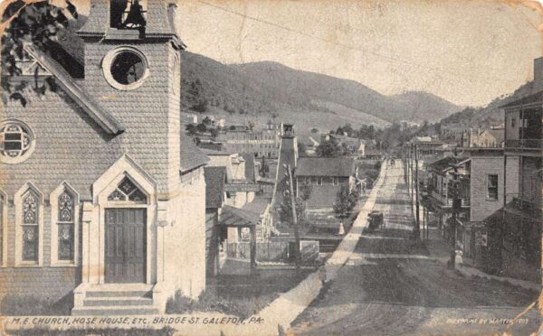 Galeton Pennsylvania Methodist Church & Hose House On Bridge Street PC U3452