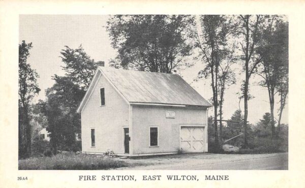East Wilton Maine Fire Station B/W Photo Lithograph Vintage Postcard U3461