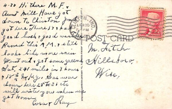 Clinton Indiana Residence Section B/W Photo Lithograph Vintage Postcard U3462 - Image 2